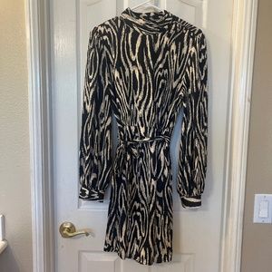 Long sleeve belted mini dress. Size M